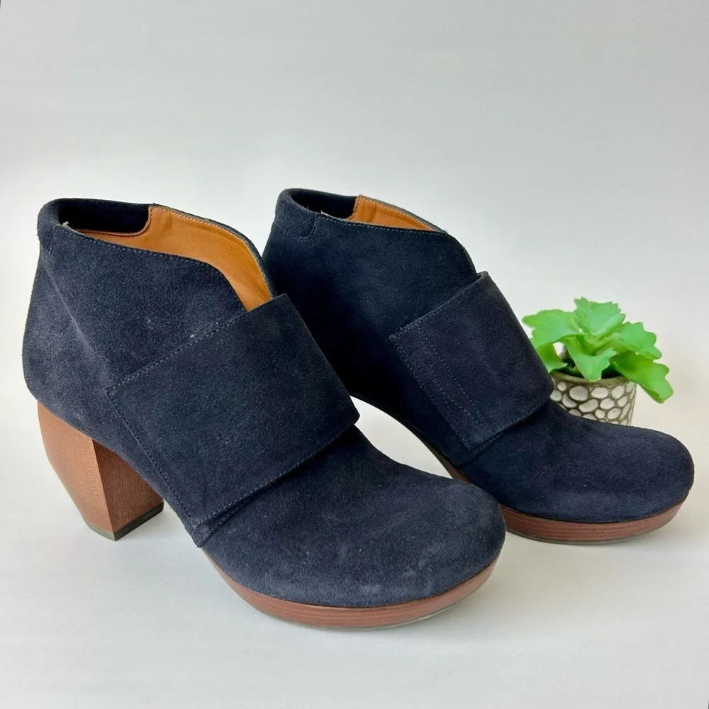 Chie Mihara Charro Black Suede Leather Platform Downtown Clog Boots Size 37